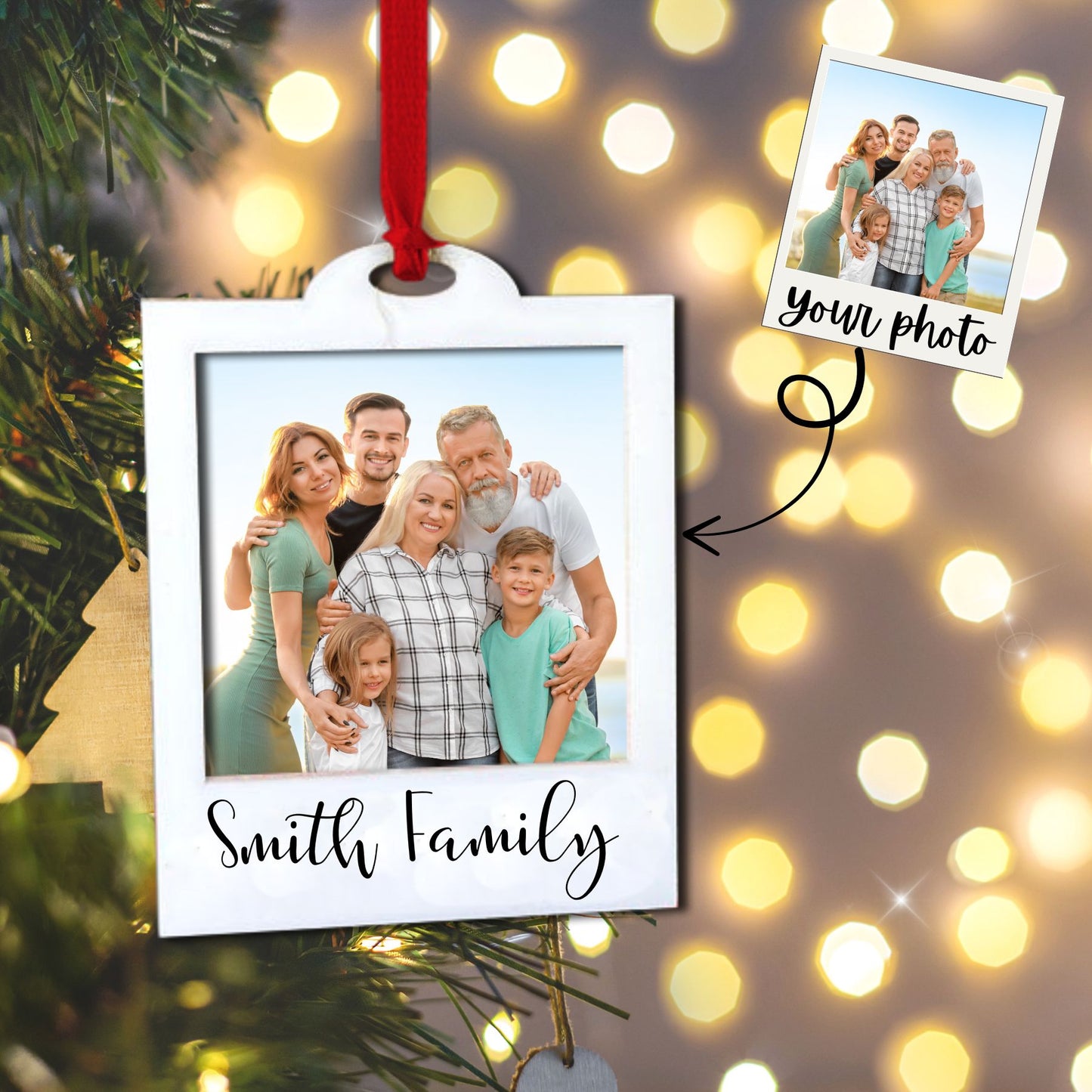 Personalized Photo Christmas Ornament, Wood ornament, Photo Christmas gift