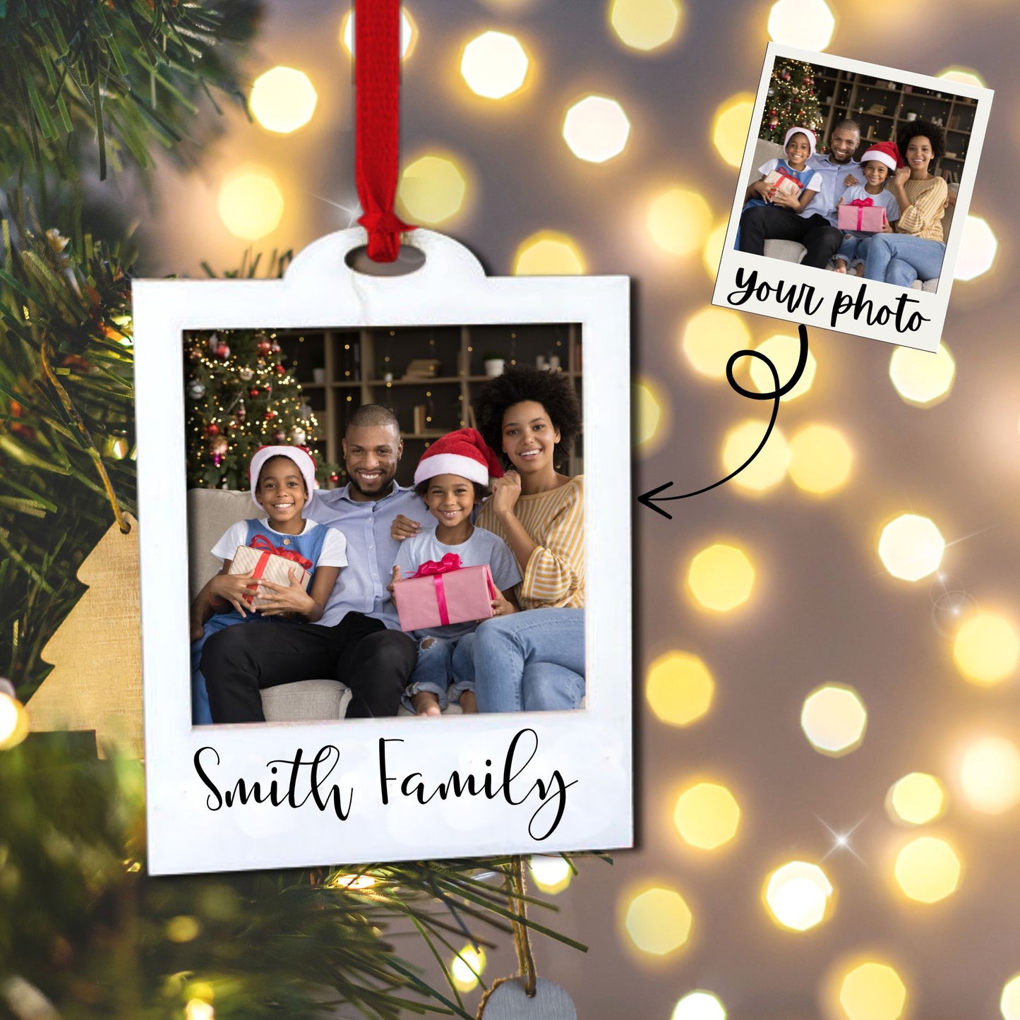 Personalized Photo Christmas Ornament, Wood ornament, Photo Christmas gift